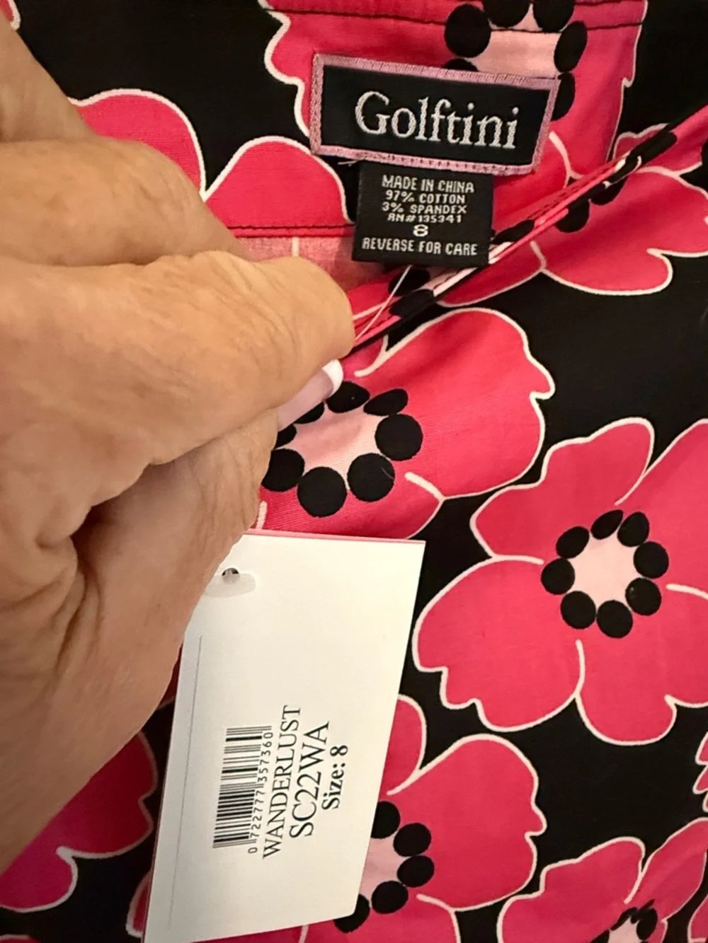 Golftini Black Mini Skirt with Bright Pink Floral Print - Picture 2 of 9